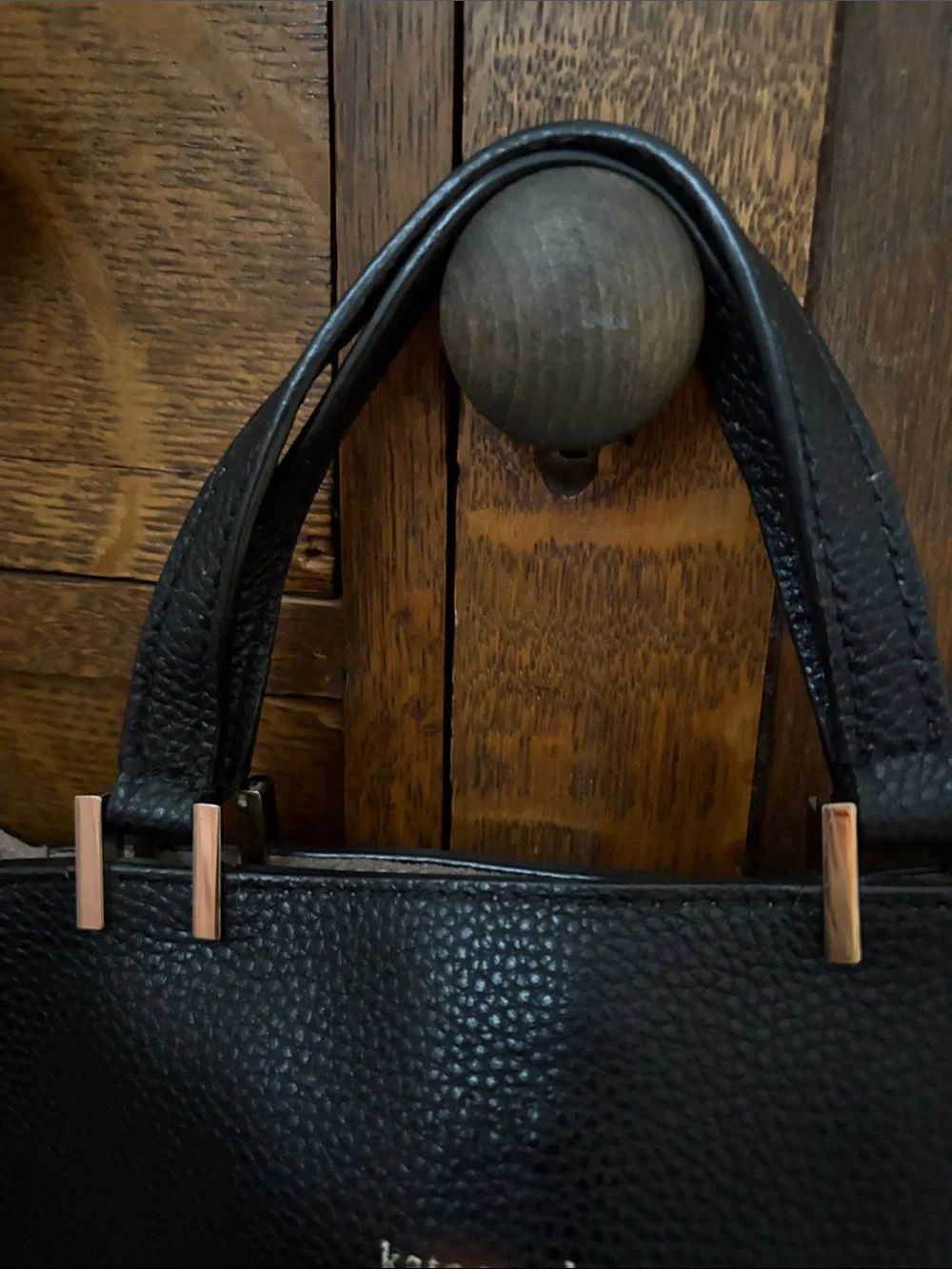 kate spade Black Pebbled Leather Satchel with Gold-Tone Accents